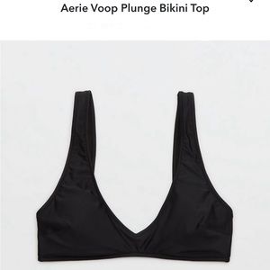 Aerie Voop Plunge Bikini Top, Black, Size Medium